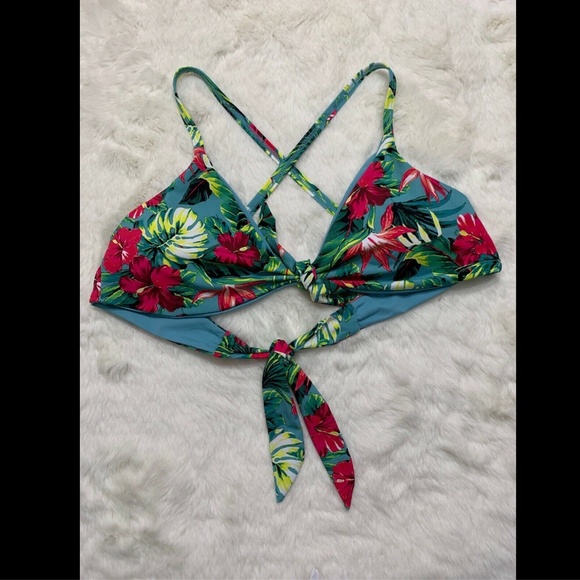 NEW Tart Collections Praver Tropical Floral Bikini Top [SZ Small ] Blue‎ Pink - Picture 3 of 8